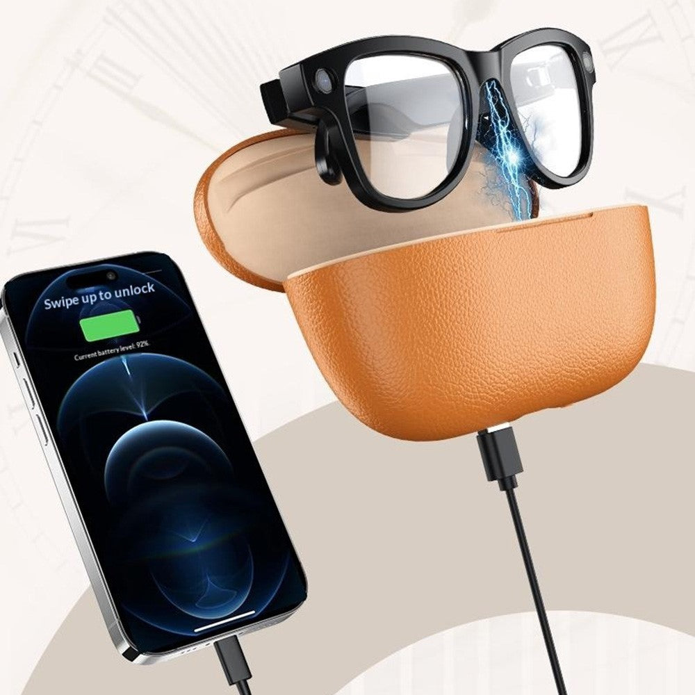 M02ULTRA IP54 Waterproof 8MP AI Smart Glasses with Charging Case 4K Shooting Translation Glasses with Interchangeable Lenses