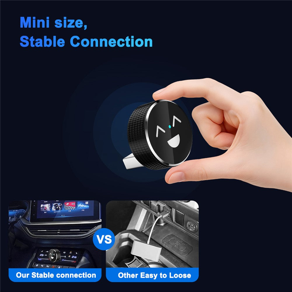 M49 2-i-1 Ai Box Smil-mønster Trådløs Biladapter til Car Play / Android Auto Kablet til Trådløs Konverter