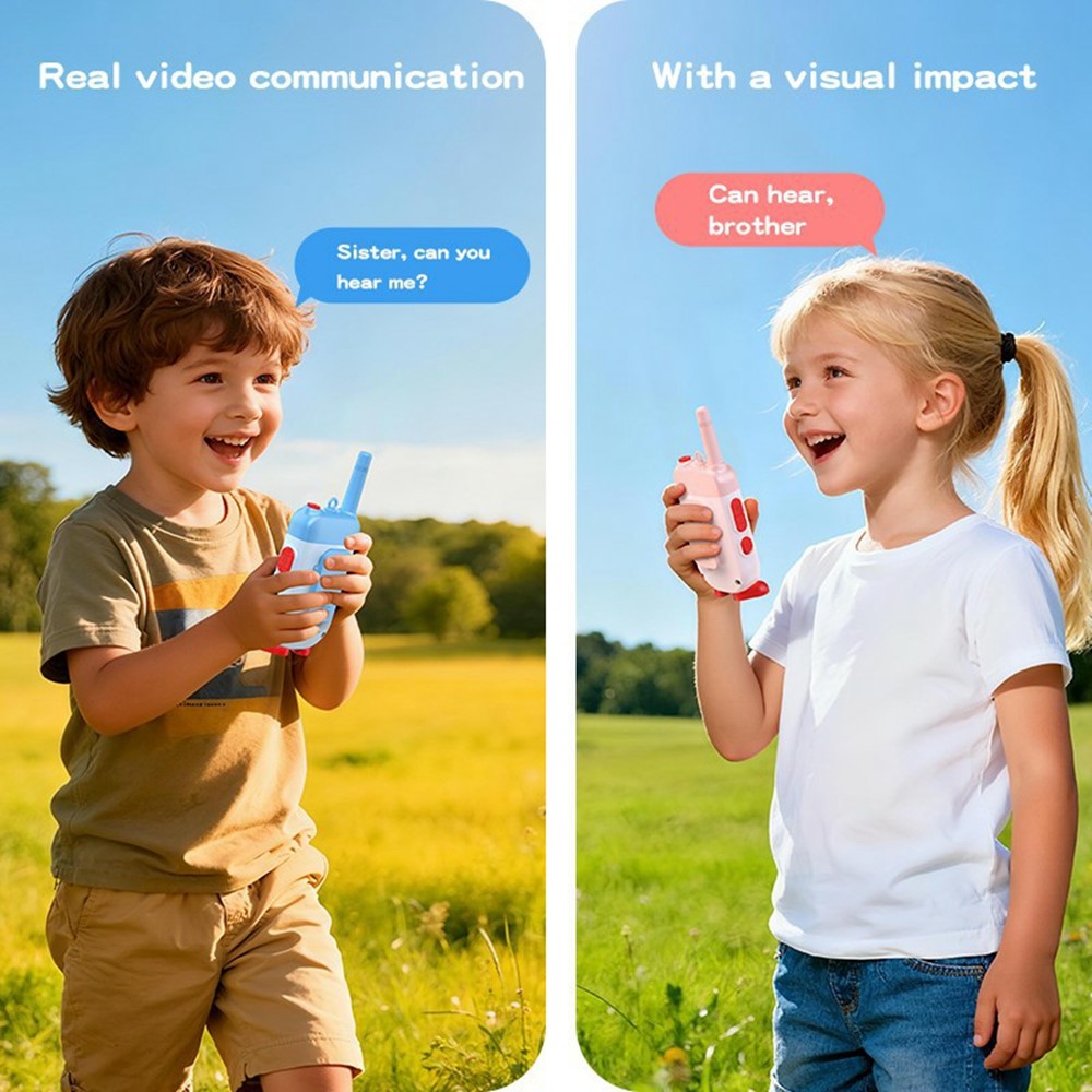 LK-028 1 Pair 2.0 Inch HD Screen Video Intercom Walkie Talkie for Kids Clip On 2.4G Wireless Communication Device
