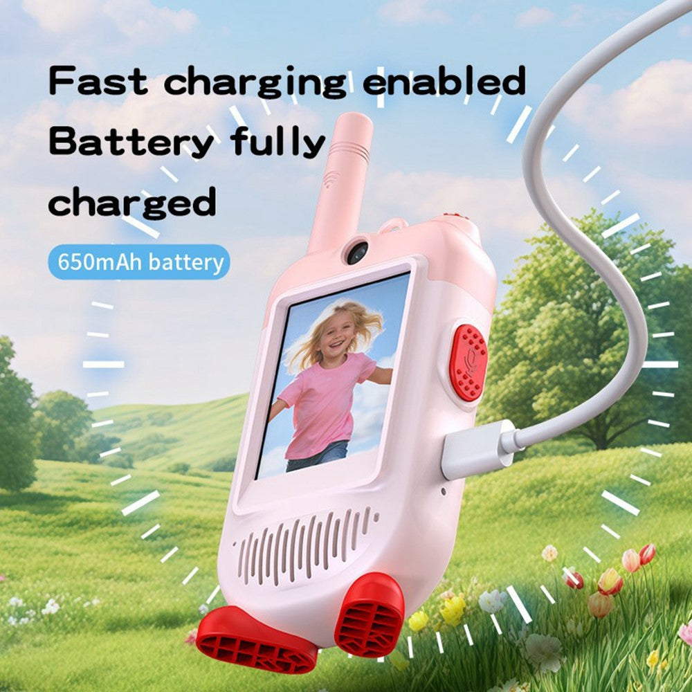 LK-028 1 Pair 2.0 Inch HD Screen Video Intercom Walkie Talkie for Kids Clip On 2.4G Wireless Communication Device