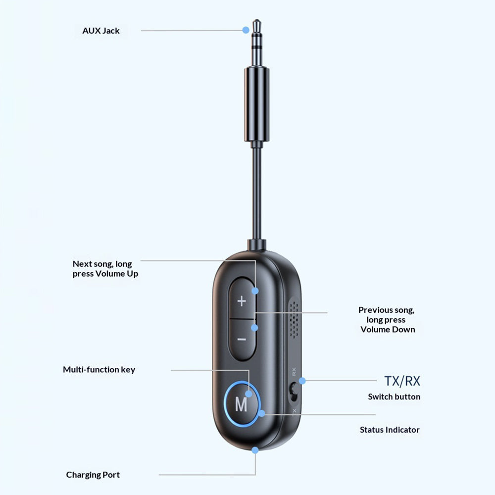 BT13 Bluetooth-compatible 5.4 Car Audio Adapter AUX 3.5mm Plug Receiver / Transmitter Device