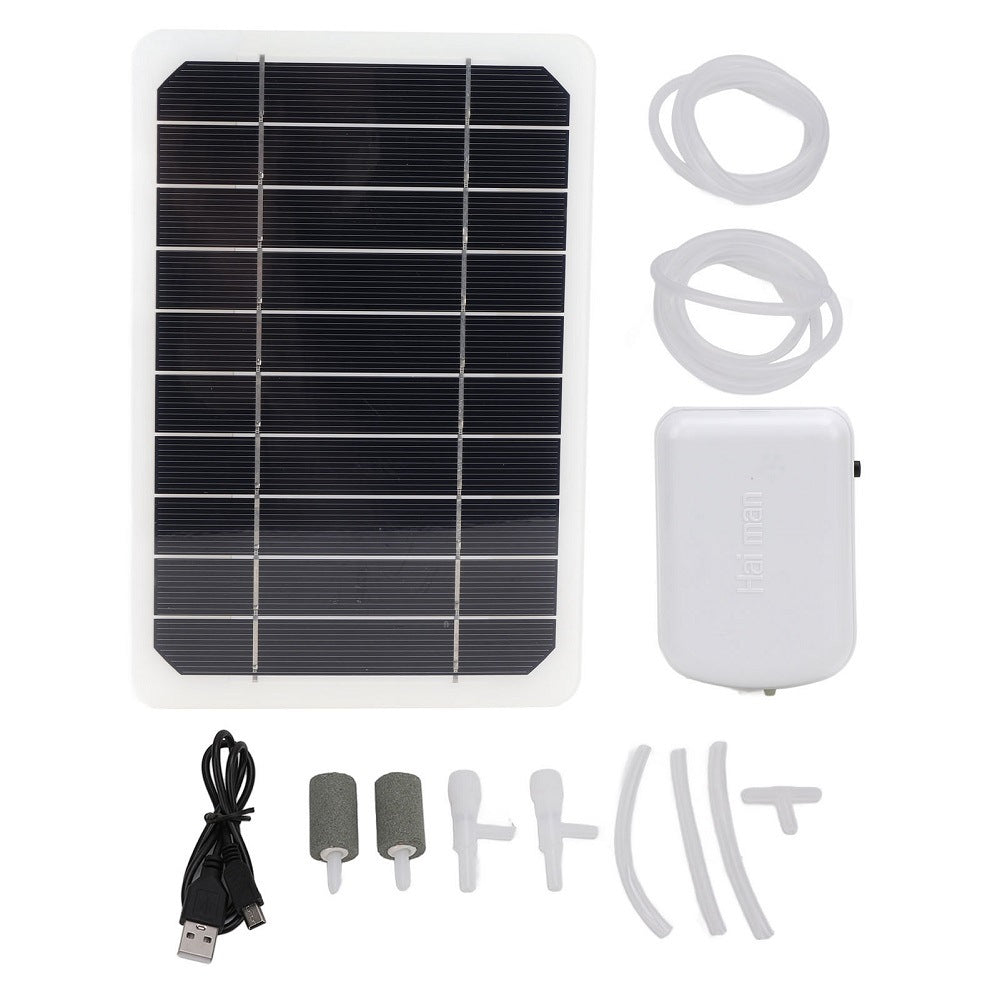 5W solcelledrevet panel med luftpumpe opladningspanel til udendørs fiskeri/akvariebeluftning