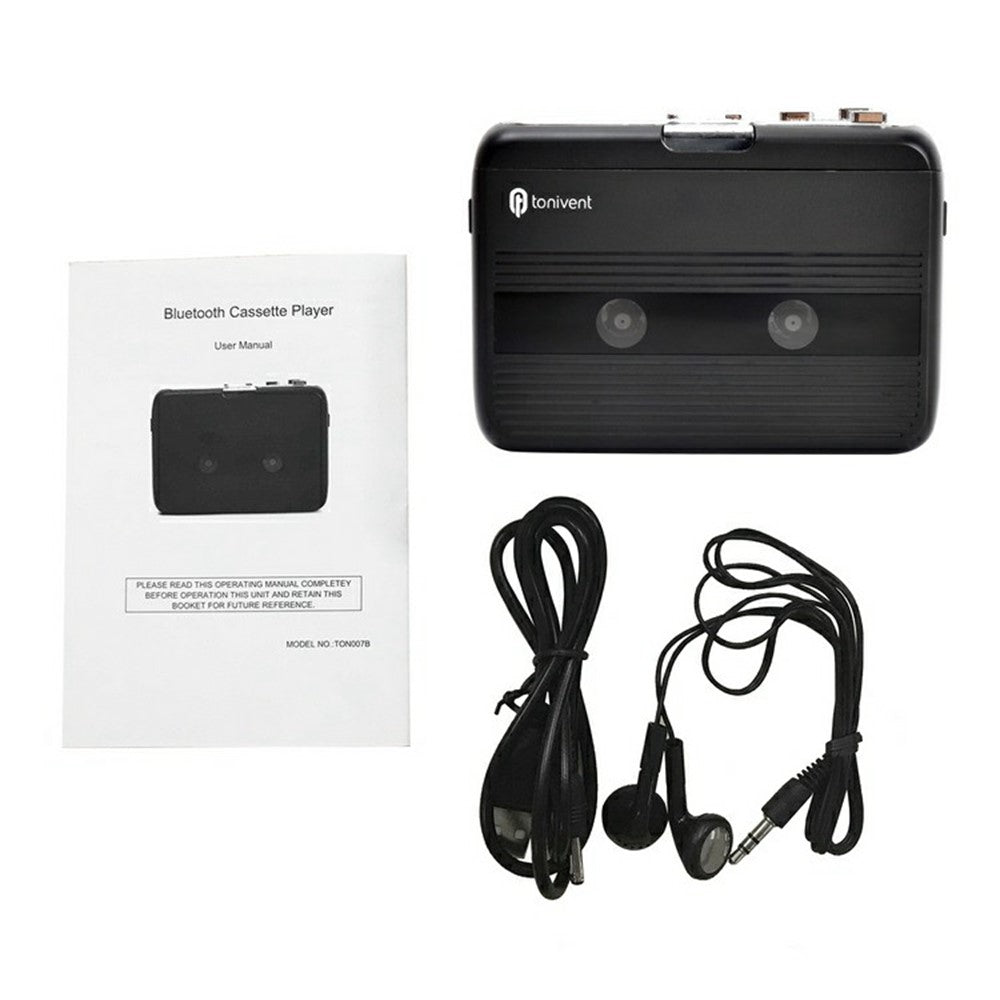 TONIVENT TON007B Cassette Player Bluetooth-compatible FM Radio Mini Portable Tape Player with 3.5mm Headphone Jack
