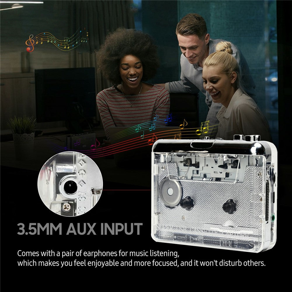 TON010 Portable Cassette Player Tape to MP3 Audio Converter with 3.5mm Headphone Jack