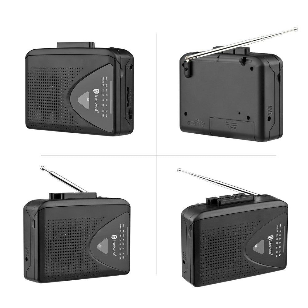 TONIVENT TON009 retro bærbar kassetteafspiller indbygget højttaler FM/AM-radio med 3,5 mm hovedtelefonstik