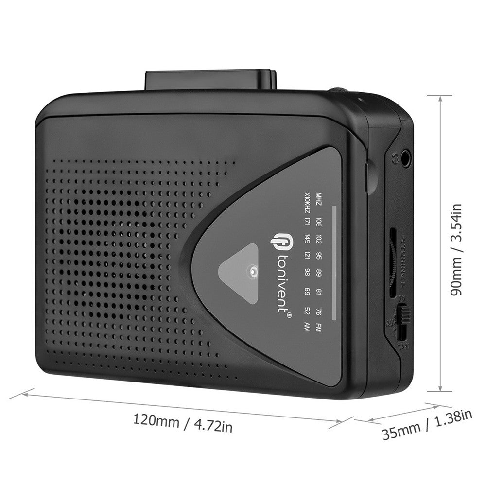 TONIVENT TON009 retro bærbar kassetteafspiller indbygget højttaler FM/AM-radio med 3,5 mm hovedtelefonstik