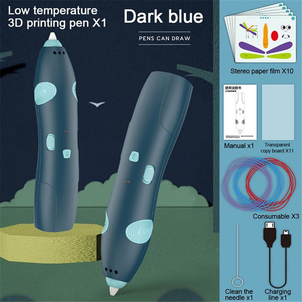 USB Rechargeable Low Temperature 3D Printing Pen DIY Creation Kids Drawing Toy