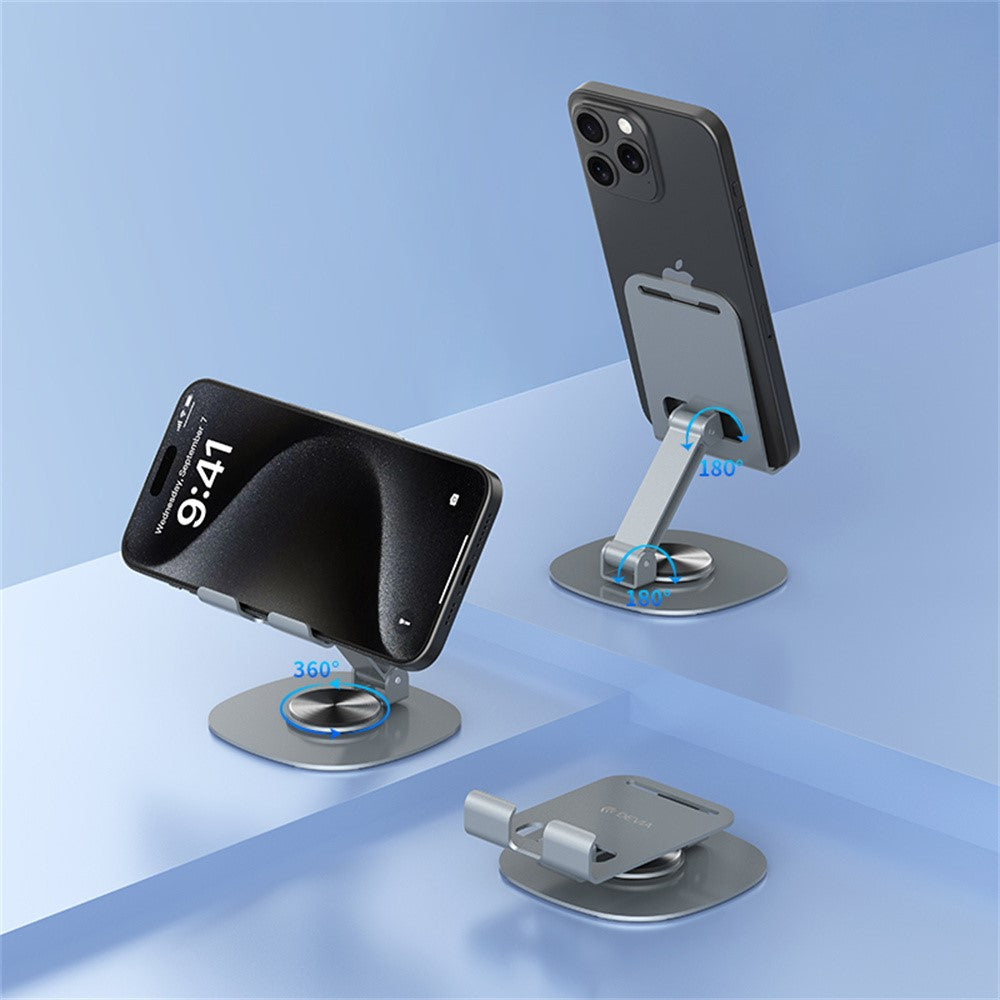 DEVIA EL243 360 Degree Rotation Foldable Metal Phone Stand Desktop Phone Holder