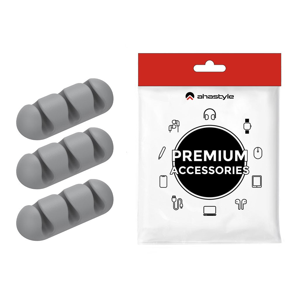 AHASTYLE WE31 3Pcs Cable Organizer Clip 3 Slot Silicone Adhesive Cable Management For Desk Car Office Wire Holder