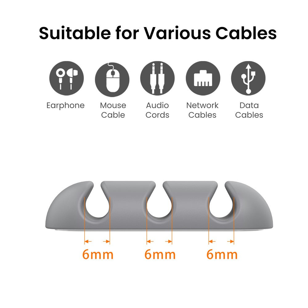 AHASTYLE WE31 Cable Organizer Clip 3 Slot Silicone Adhesive Cable Management For Desk Car Office Wire Holder