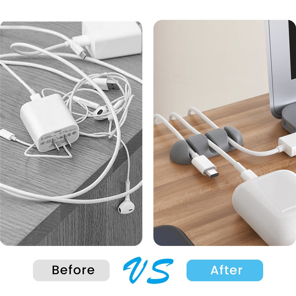 AHASTYLE WE31 Cable Organizer Clip 3 Slot Silicone Adhesive Cable Management For Desk Car Office Wire Holder