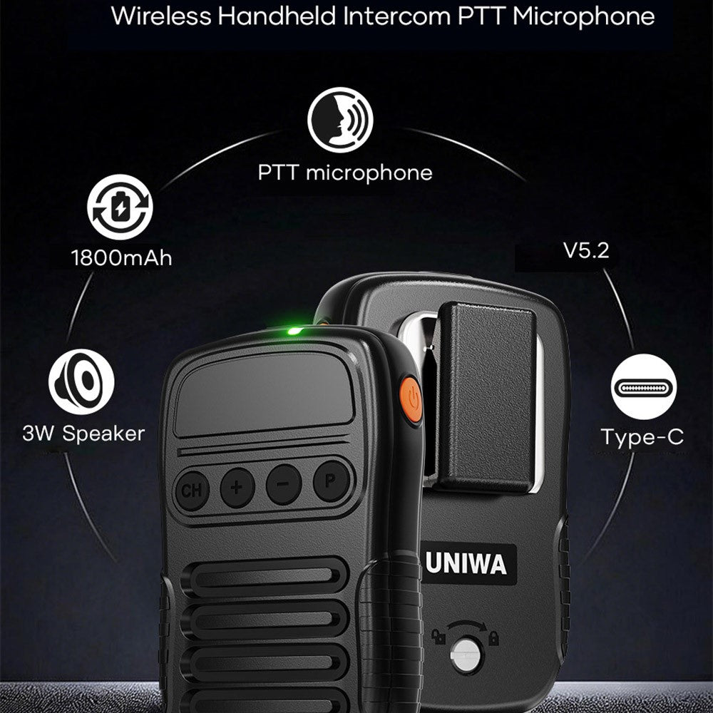 UNIWA BM008 Wireless Handheld Intercom PTT Microphone Bluetooth-Compatible 3W Speaker Walkie Talkie