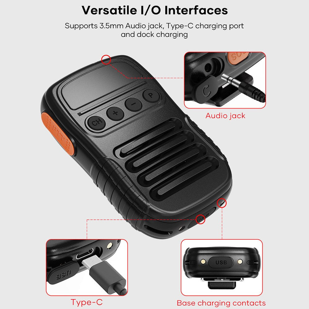UNIWA BM008 Wireless Handheld Intercom PTT Microphone Bluetooth-Compatible 3W Speaker Walkie Talkie