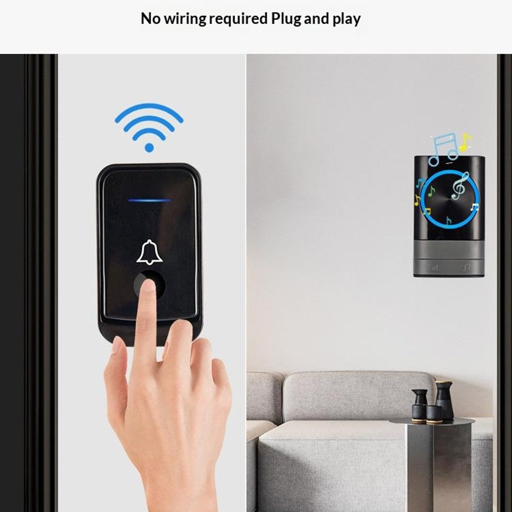 N189 52 Melodies Waterproof 200M Range Wireless Digital Music Doorbell, 1 Transmitter + 1 Receiver