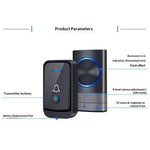 N189 52 Melodies Waterproof 200M Range Wireless Digital Music Doorbell, 1 Transmitter + 1 Receiver