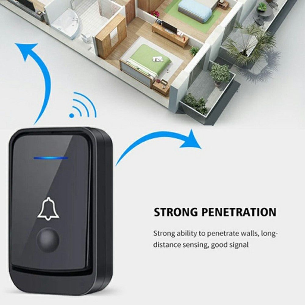 Q502 433MHz Wireless Doorbell with 1 Transmitter + 1 Receiver 45 Ringtones IP44 Waterproof Door Chime
