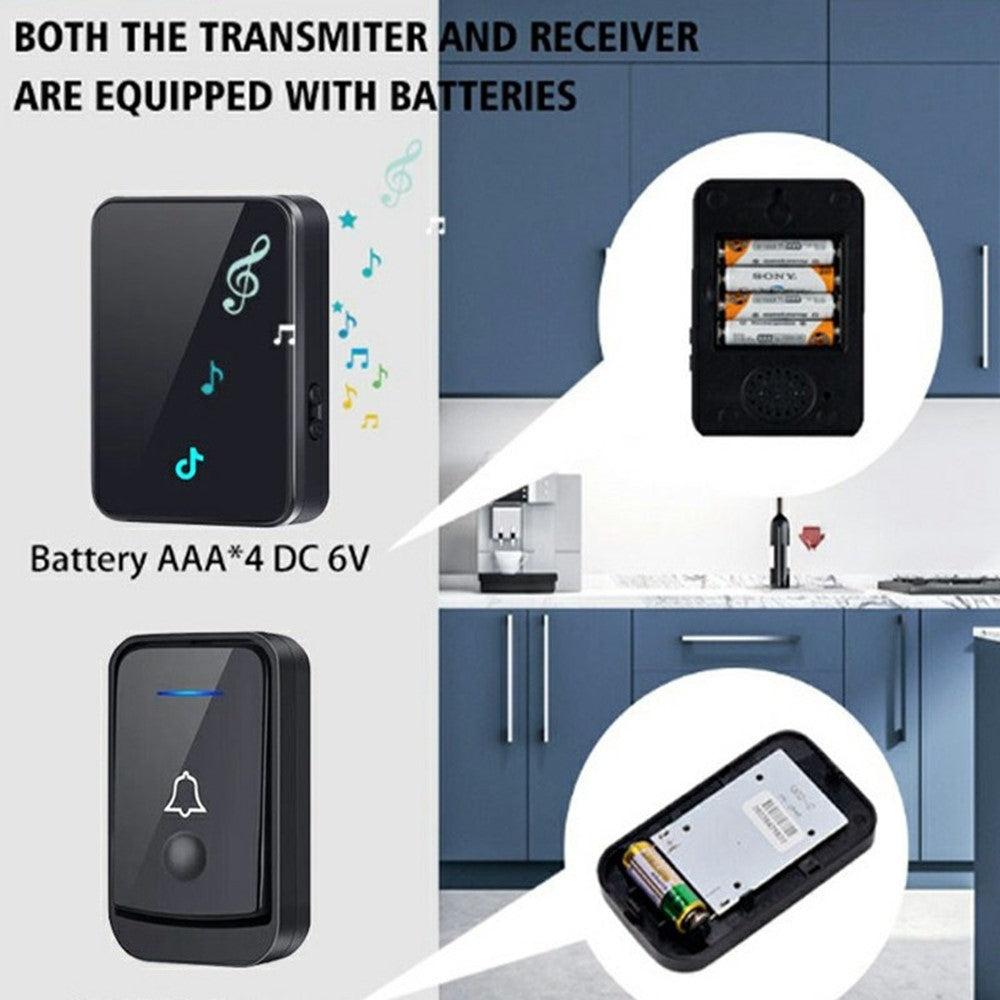 Q502 433MHz Wireless Doorbell with 2 Transmitters + 1 Receiver 45 Ringtones IP44 Waterproof Door Chime