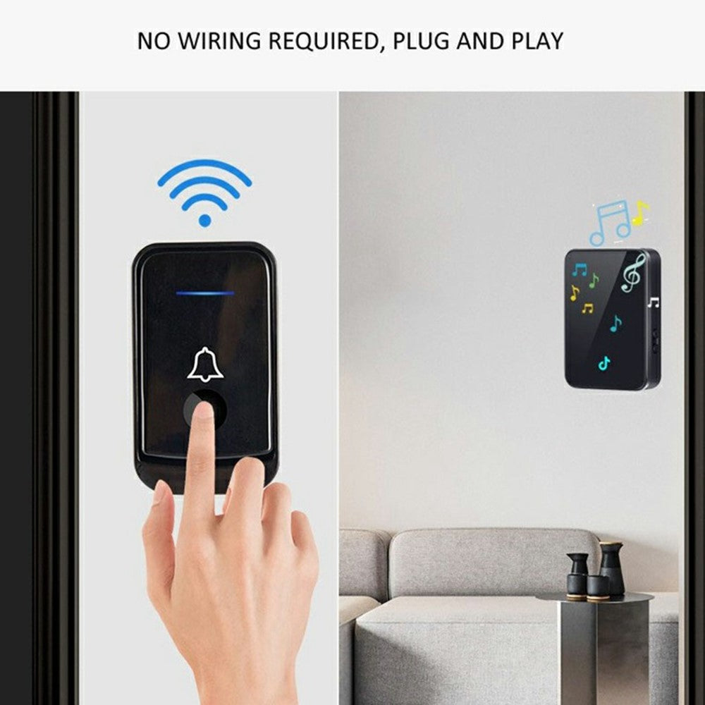 Q502 433MHz Wireless Doorbell with 1 Transmitter + 2 Receivers 45 Ringtones IP44 Waterproof Door Chime