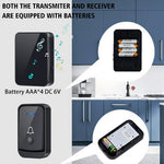 Q502 433MHz Wireless Doorbell with 1 Transmitter + 2 Receivers 45 Ringtones IP44 Waterproof Door Chime