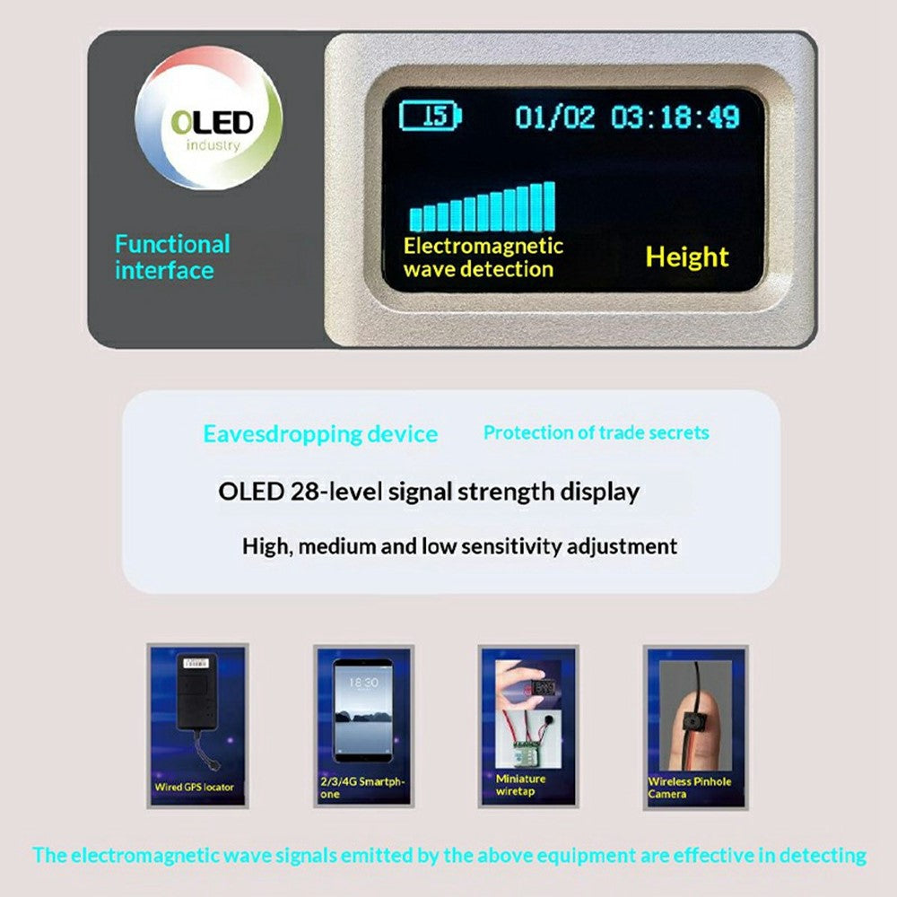 DS616 Multi-function Signal Detector Camera Finder GPS Scanner RF Bug Sweeper with OLED Display