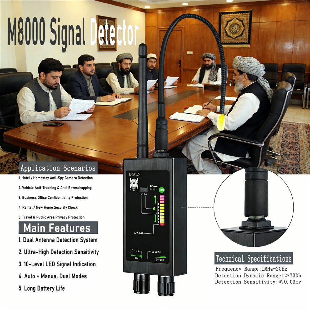 M8000 Signal Detector Anti Spy Camera GPS Tracker Wireless Signal Detector for Hotel Office Car