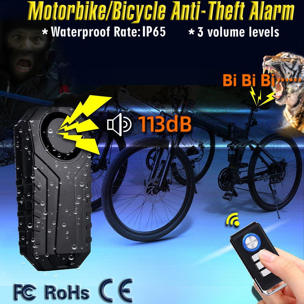SF22R 113dB Wireless Remote Control Vibration Alarm Anti-Theft Device for Bicycle Motorcycle Electric Scooter