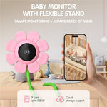 V1 HD WiFi Blomdesign Babyvakt Trådlös Fjärrkontroll 107° Vy 2-vägs Ljud Nattseende Babykamera