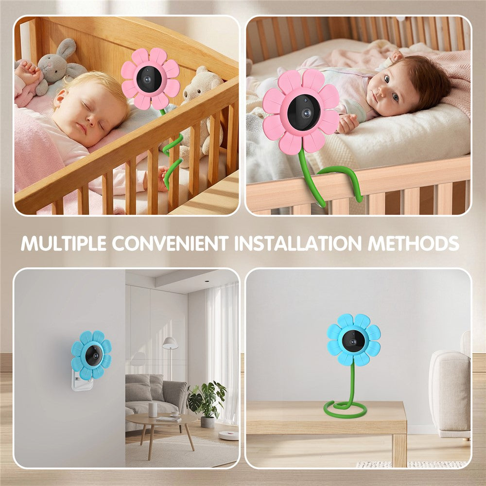 V1 HD WiFi Blomdesign Babyvakt Trådlös Fjärrkontroll 107° Vy 2-vägs Ljud Nattseende Babykamera