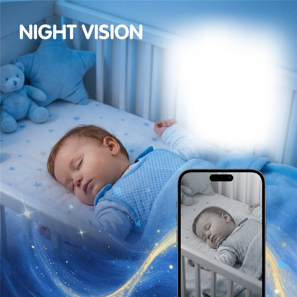 V1 HD WiFi Blomdesign Babyvakt Trådlös Fjärrkontroll 107° Vy 2-vägs Ljud Nattseende Babykamera