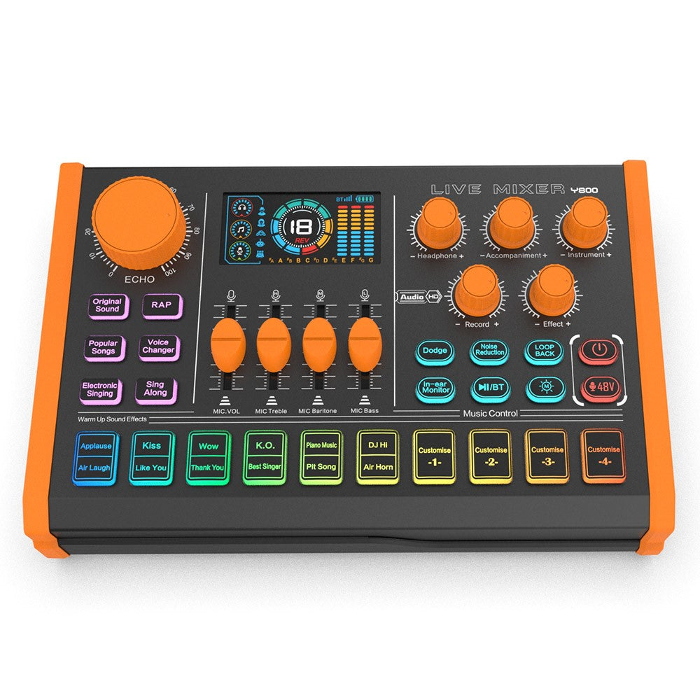 Y800 Live Sound Card Audio Mixer Portable Recording Interface Voice Changer for Computer Mobile Phone Streaming