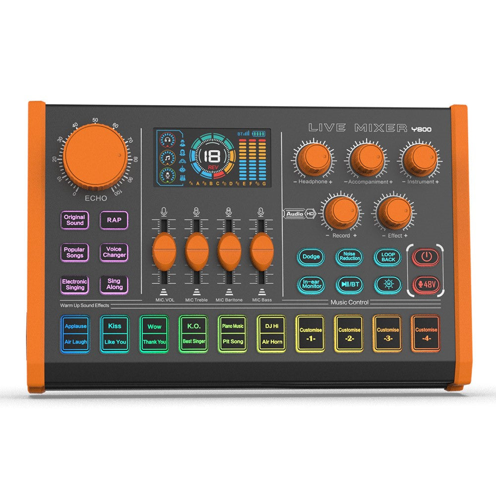 Y800 Live Sound Card Audio Mixer Portable Recording Interface Voice Changer for Computer Mobile Phone Streaming