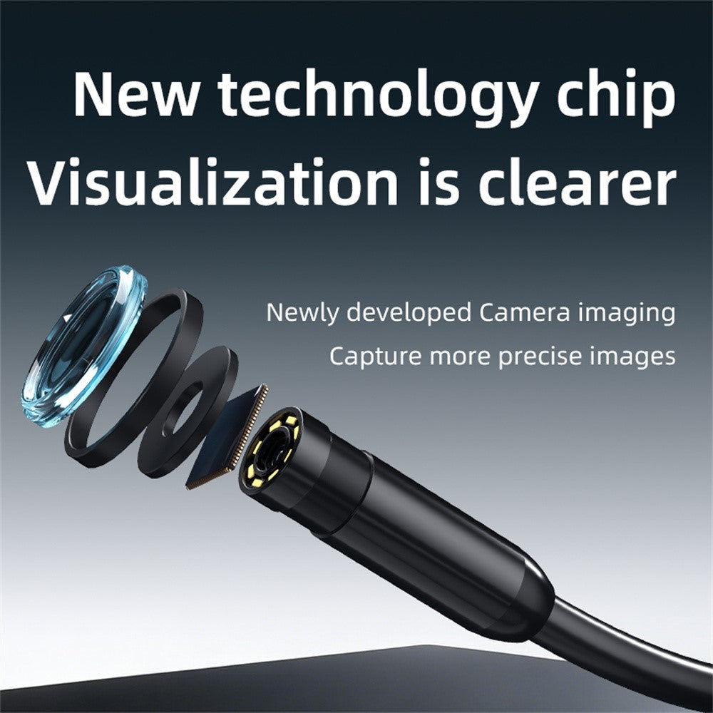 AN112 5m Soft Wire Endoscope Camera with iP (5-14) & Micro USB Adapter Waterproof 8-LED Inspection 8mm Camera Lens Borescope