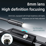 AN112 10m Soft Wire Endoscope Camera with iP (5-14) & Micro USB Adapter Waterproof 8-LED Inspection 8mm Camera Lens Borescope