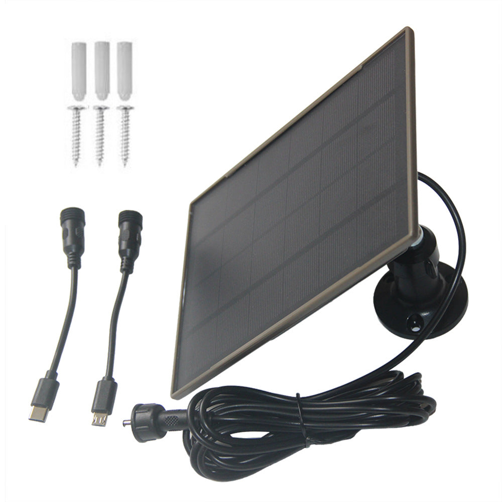 D-306 3W Solar Panel 6000mAh Battery Solar Charger for Security Camera with DC3.5 + Type-C Dual Ports