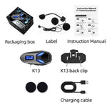K13-2X Bluetooth-kompatible motorcykelhjelmhovedtelefoner IP65 Vandtæt Trådløst Headset til Ridesport