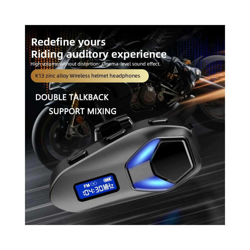 K13-2X Bluetooth-kompatible motorcykelhjelmhovedtelefoner IP65 Vandtæt Trådløst Headset til Ridesport