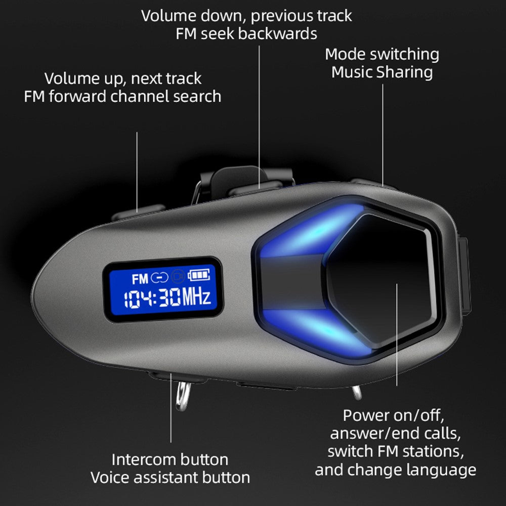 K13-2X Bluetooth-kompatible motorcykelhjelmhovedtelefoner IP65 Vandtæt Trådløst Headset til Ridesport