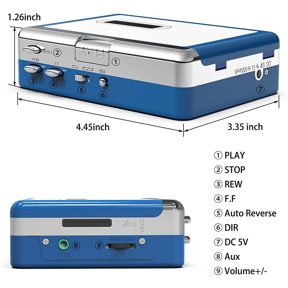 EZCAP 215 Walkman Bluetooth Cassette Player Converter Retro Tape Music to Bluetooth Earphone Speaker