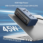 LDNIO SC1 5-in-1 GaN 45W Desktop Power Strip 2 AC Outlets 3 USB Ports USB-C PD Fast Charging Hub Station for Office Home