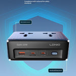 LDNIO SC1 5-in-1 GaN 45W Desktop Power Strip 2 AC Outlets 3 USB Ports USB-C PD Fast Charging Hub Station for Office Home