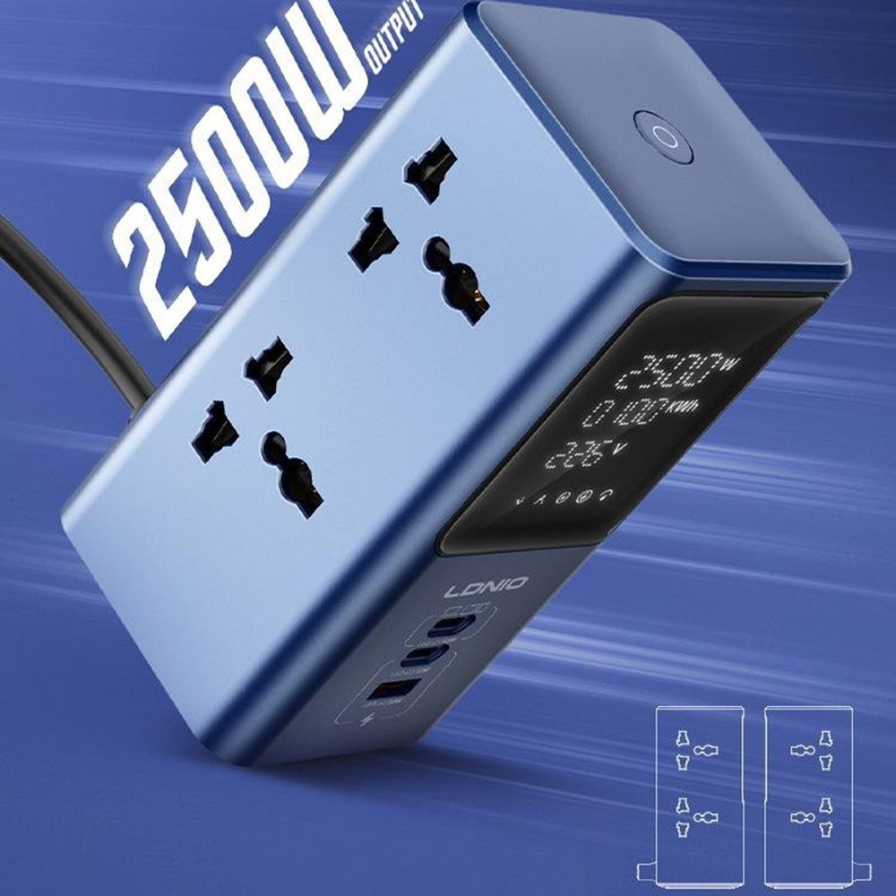 LDNIO SC2 7-i-1 stationär grenuttag 4 AC-uttag 3 USB-portar 45W GaN USB snabbladdningstornuttag för kontor/hem