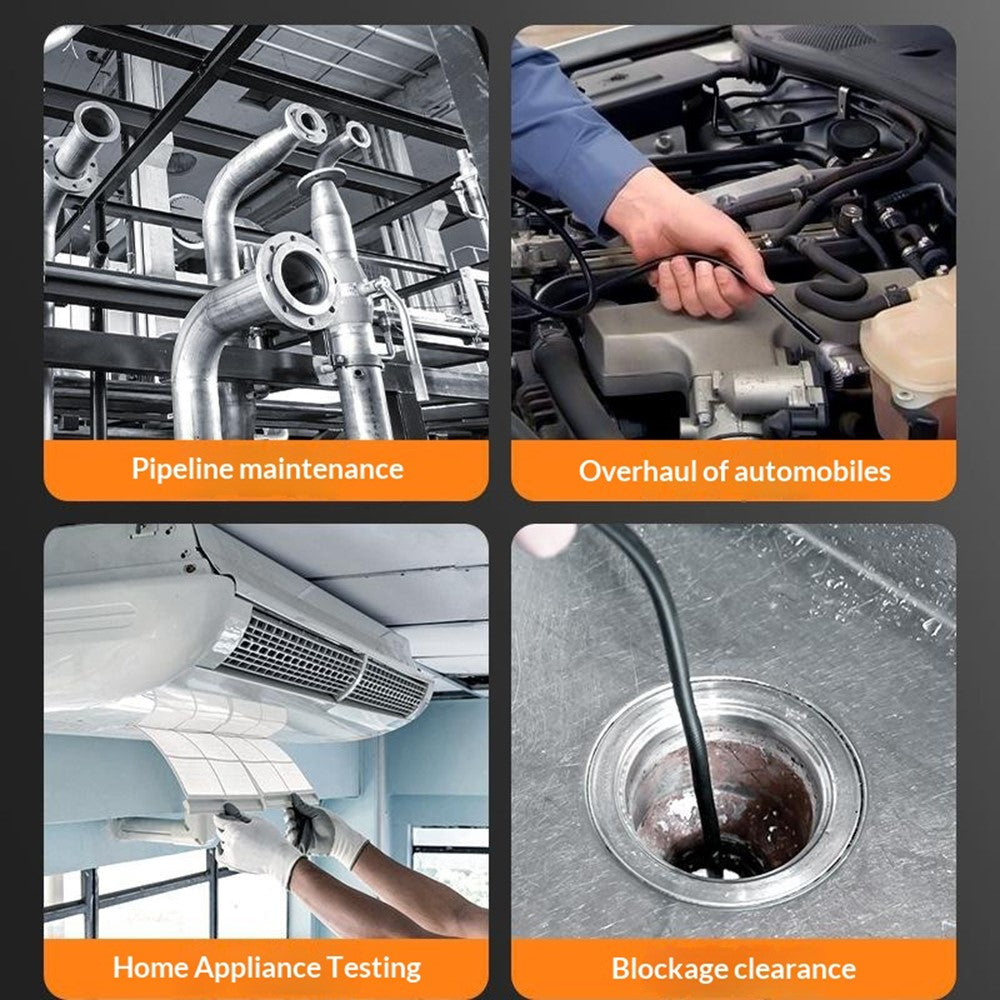 C50 8.5mm 5 Inch HD IPS Screen Industrial Endoscope with 5m Wire 1080P Dual Lens IP67 Waterproof Inspection Camera for Auto Engine Pipeline