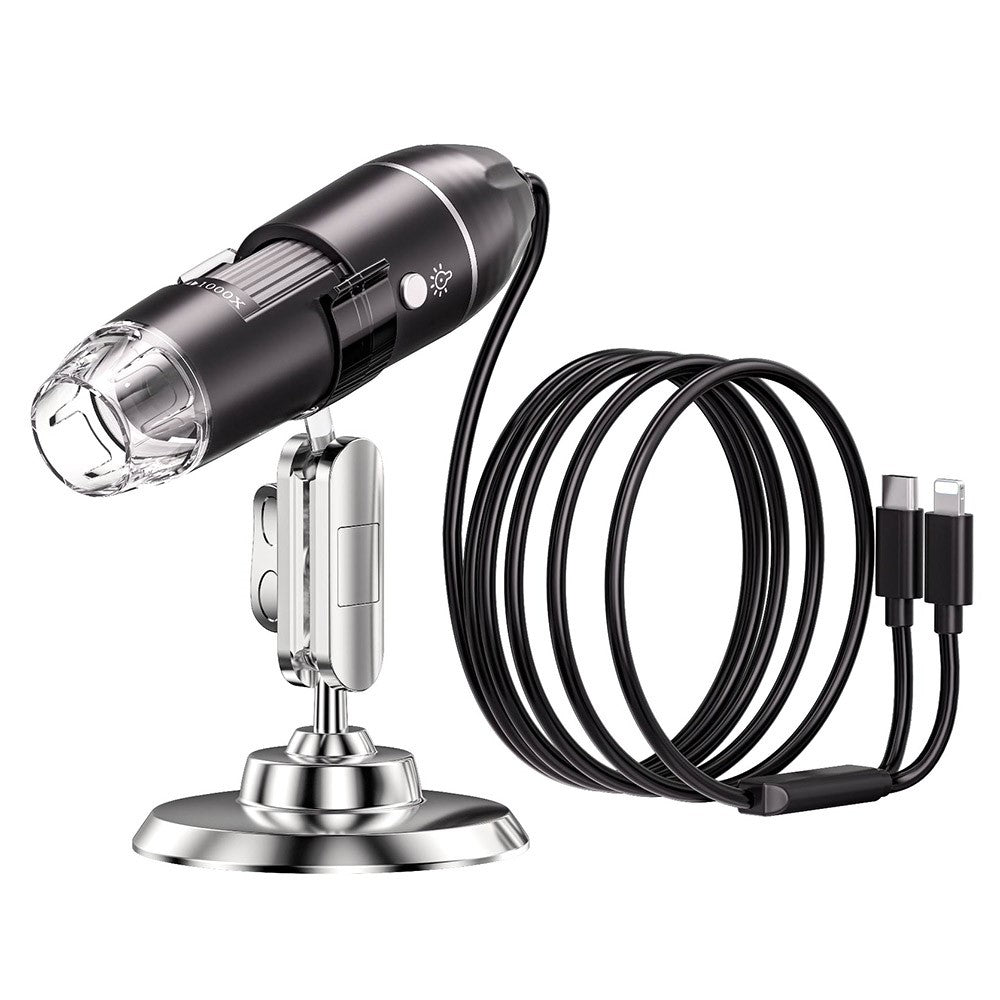 321 Handheld Digital Microscope 2MP 1600X Magnification LED Light USB-C iP (5-14) Cable Mini Camera Magnification Tool for iPhone Android
