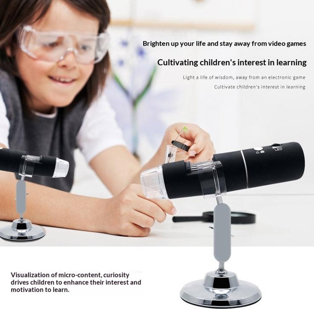 303 WiFi Digital Microscope 1000X Magnification 2MP HD 1080P CMOS Sensor 8 LED Lights Wireless Magnifier