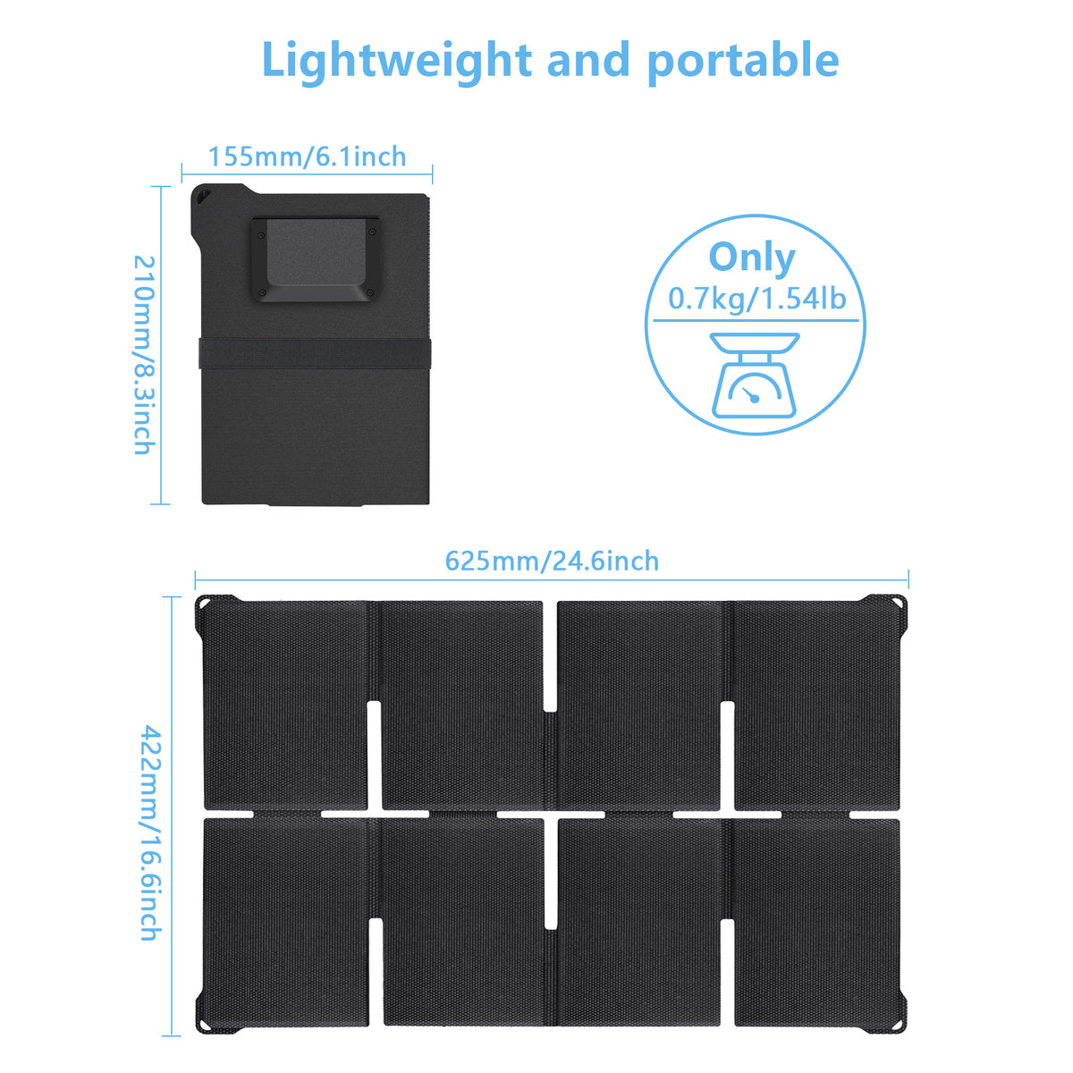 8Z-ETFE 45W Fast Charging 8-Panel Foldable Solar Charger Portable Outdoor Power Supply with USB/Type-C/DC Output