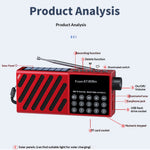 JOC H6138REC-S Solar Powered Digital Radio Bluetooth-compatible FM Recorder with Emergency Light
