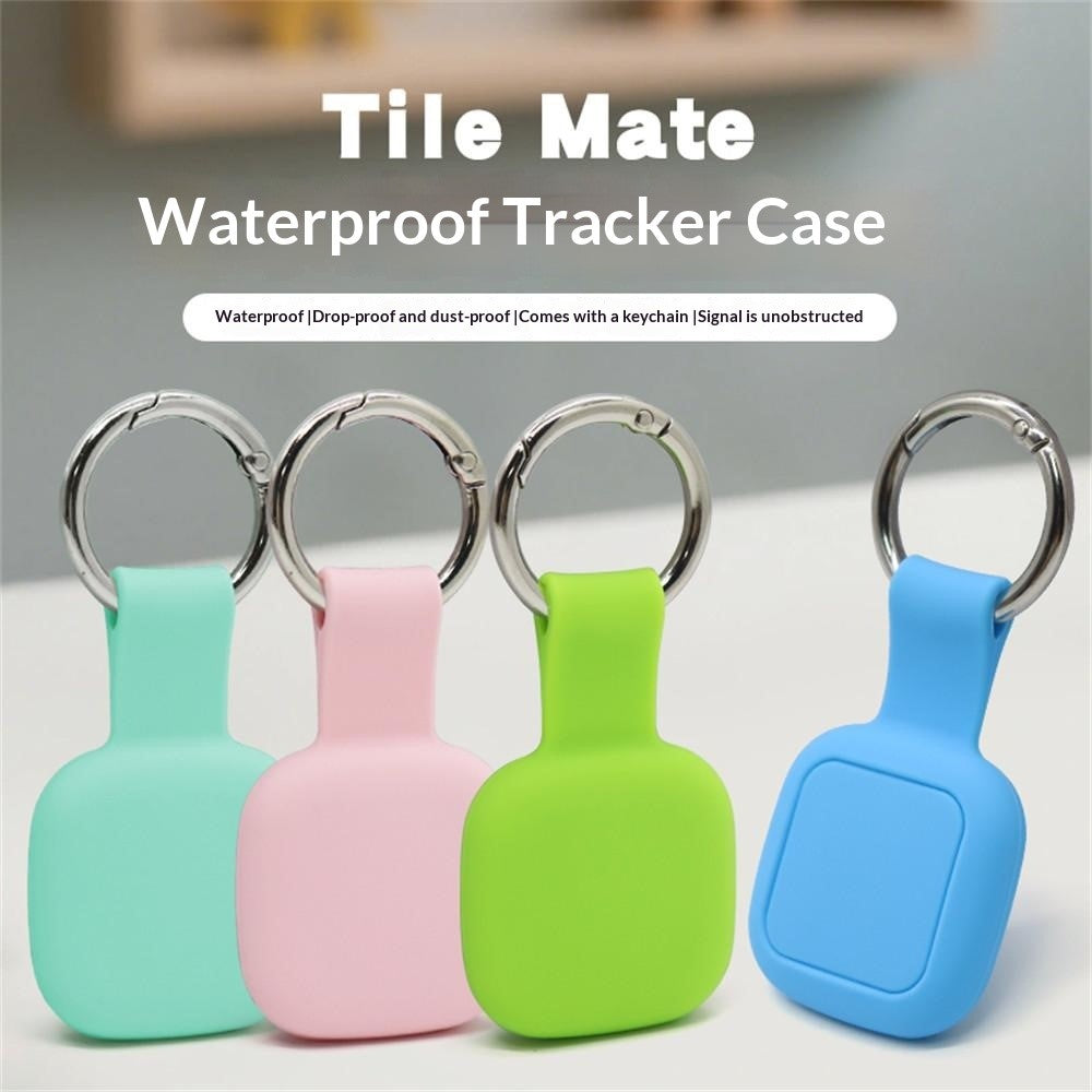 For Tile Mate (2024) Silicone Case Bluetooth-compatible Tracker Waterproof Protective Cover with Keychain