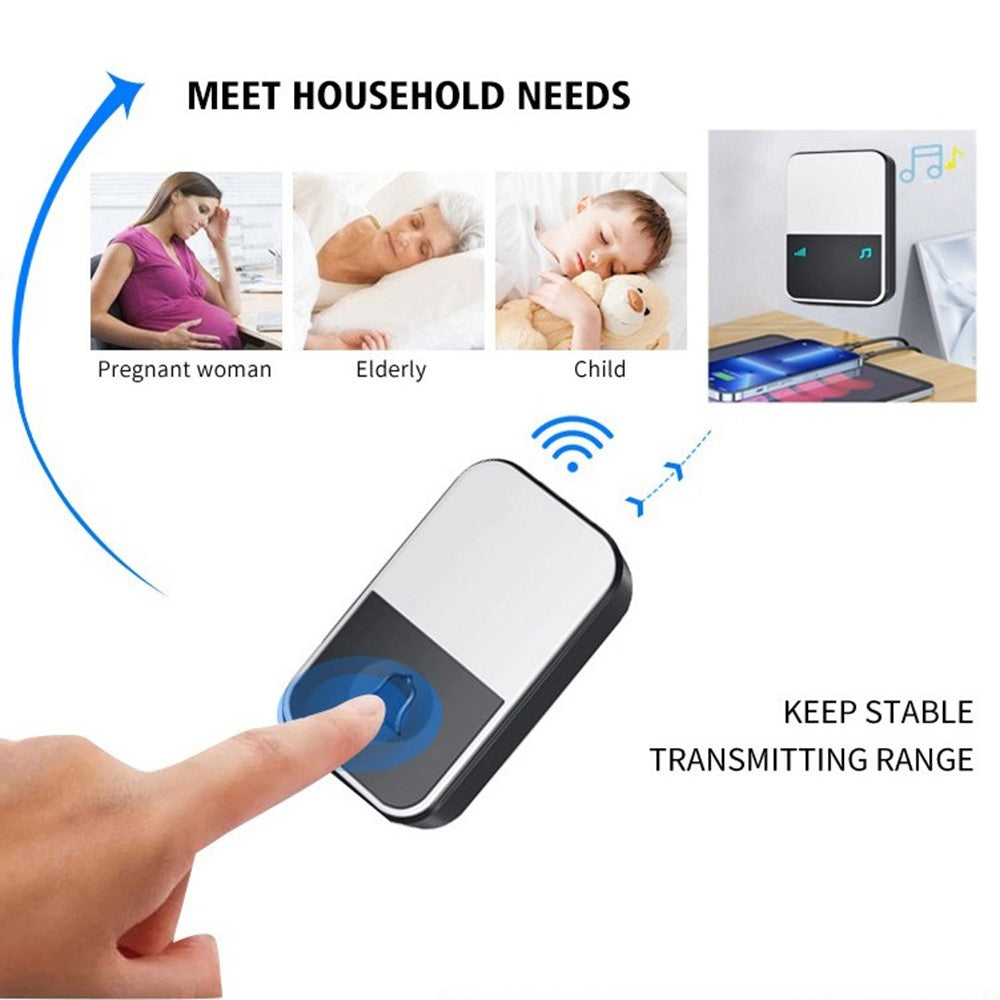 U500 IP44 Waterproof 45 Ringtones 4 Volume Levels 150-200m Range Wireless Doorbell Kit, 1 Transmitter + 2 Receivers