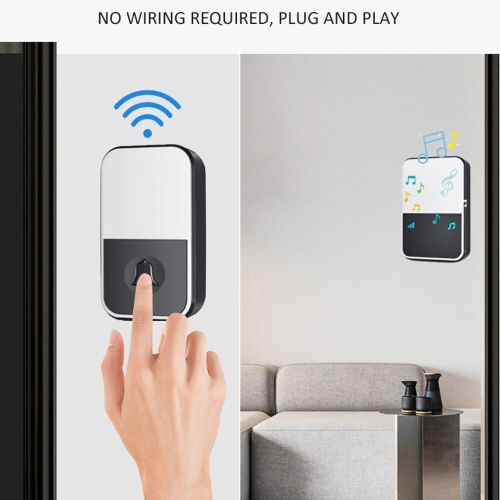 U500 IP44 Waterproof 45 Ringtones 4 Volume Levels 150-200m Range Wireless Doorbell Kit, 2 Transmitters + 1 Receiver