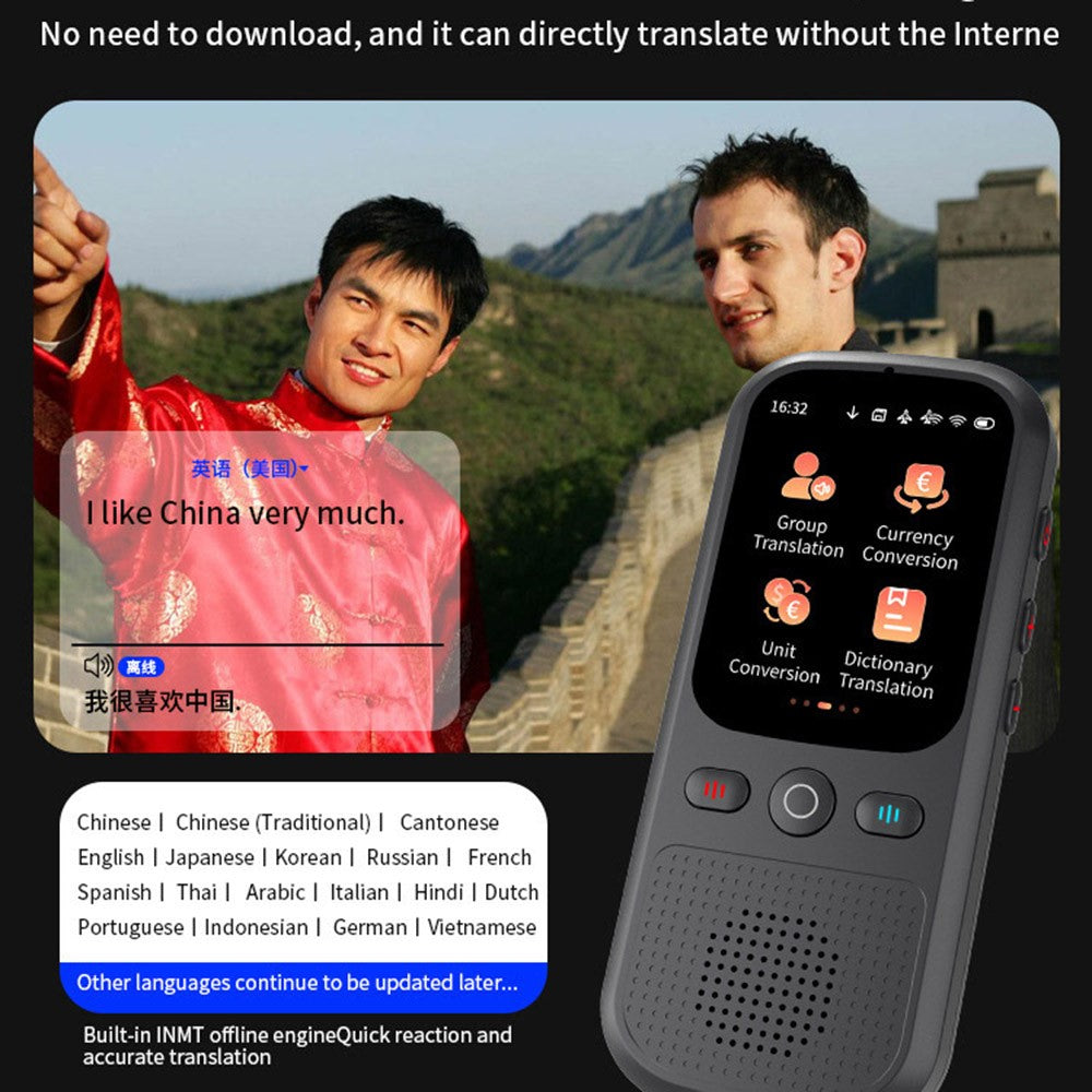 F5 AI Voice Translator Touch Screen 142-Language Online Translator with Offline Translation for Travel Business Learning, 1+8GB